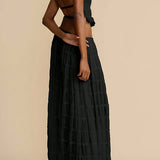 Amina Siyah Fırfır Etek Set