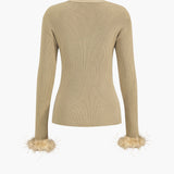 Button V-Neck Long-Sleeve Hırka
