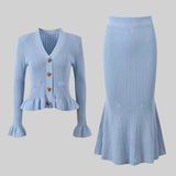 Fırfırlı Ceket & Kloş Etek Örgü Eşleştirme Seti