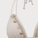 Beyaz Kabuk Süslemeli Bikini Takımı