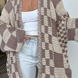 Ekose Önü Açık Uzun Kollu Hırka