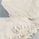 3D Çiçek Aplikeli Büstiyer Elbise - Ivoire