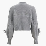 Buttoned Ribbed Knit Cropped Hırka