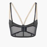 Zincirli Bustier Kontrast File İç Giyim Garter Seti