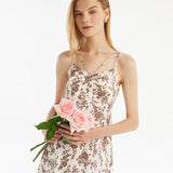 Çiçek Desenli Kadın Midi İnce Askılı Elbise