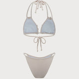 Beyaz Kabuk Süslemeli Bikini Takımı