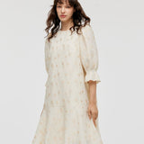 Çantalı Jakarlı A-Kesim Fırfırlı Kadın Midi Elbise