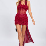 Olympia Korse Gül Mini Elbise