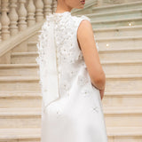 Bol Çiçek Aplikeli Mini Elbise