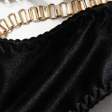 Zincirli Bustier Kontrast File İç Giyim Garter Seti