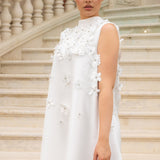 Bol Çiçek Aplikeli Mini Elbise