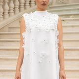 Bol Çiçek Aplikeli Mini Elbise