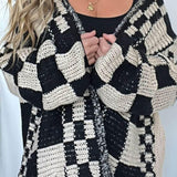 Ekose Önü Açık Uzun Kollu Hırka