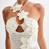 Beverly Floral Aplike Tığ İşi Uzun Elbise