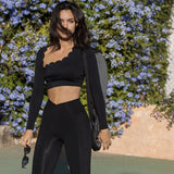 Asimetrik Uzun Kollu Crop Üst