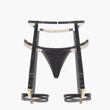 Zincirli Bustier Kontrast File İç Giyim Garter Seti