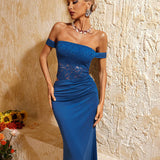 Giulia Kapalı Omuz Dantel Midi Elbise