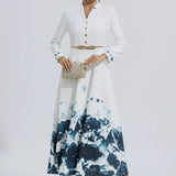 Çiçek Desenli Maxi Elbise