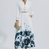 Çiçek Desenli Maxi Elbise