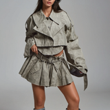 Desenli Dekonstrüksiyon Etek Takımı