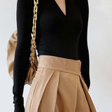 Siyah V Yaka Uzun Kollu Triko Bluz