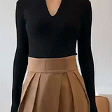 Siyah V Yaka Uzun Kollu Triko Bluz