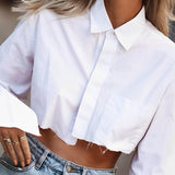 Beyaz Kısa Kesim Gömlek Bluz