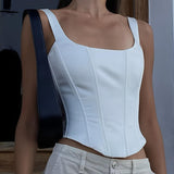 Beyaz Omuz Detaylı Korse Bluz