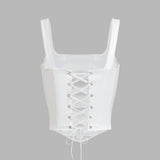 Beyaz Omuz Detaylı Korse Bluz