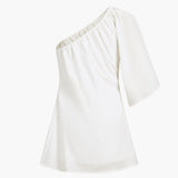 Aegean Pamuklu Keten Tek Kollu Kısa Elbise