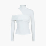 Asimetrik Omuz Detaylı Triko Bluz