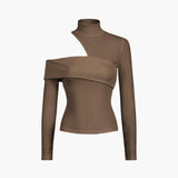 Asimetrik Omuz Detaylı Triko Bluz