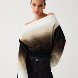 Omuz Dekolteli Degrade Renkli Kazak