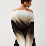 Omuz Dekolteli Degrade Renkli Kazak