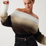 Omuz Dekolteli Degrade Renkli Kazak