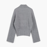 Gri Kuşak Detaylı Minimalist Triko Kazak