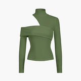 Asimetrik Omuz Detaylı Triko Bluz