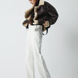 Classic Sherpa Lined Shearling Leather Flight Jacket