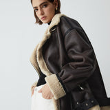 Classic Sherpa Lined Shearling Leather Flight Jacket