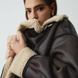 Classic Sherpa Lined Shearling Leather Flight Jacket