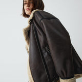 Classic Sherpa Lined Shearling Leather Flight Jacket