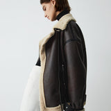 Classic Sherpa Lined Shearling Leather Flight Jacket