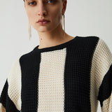 Pointelle Çizgili Kazak