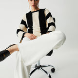 Pointelle Çizgili Kazak