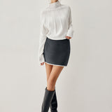 Biye Takma Yaka Uzun Kollu Örgü Üst