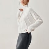 Biye Takma Yaka Uzun Kollu Örgü Üst