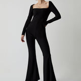 Kare Yaka Siyah Tulum