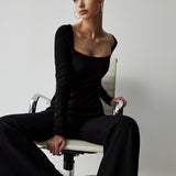 Kare Yaka Siyah Tulum