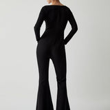 Kare Yaka Siyah Tulum