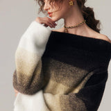 Omuz Dekolteli Degrade Renkli Kazak